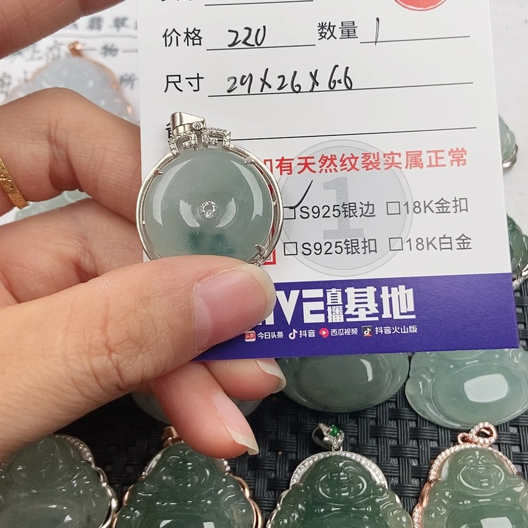 安***。翡翠银S925镶嵌颈饰