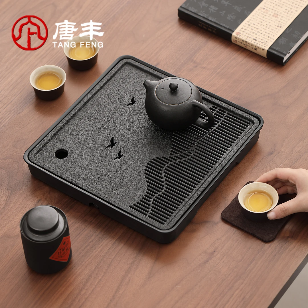 唐丰仿乌金石茶盘家用2026新款小型干泡茶台一人饮沥水功夫茶托盘