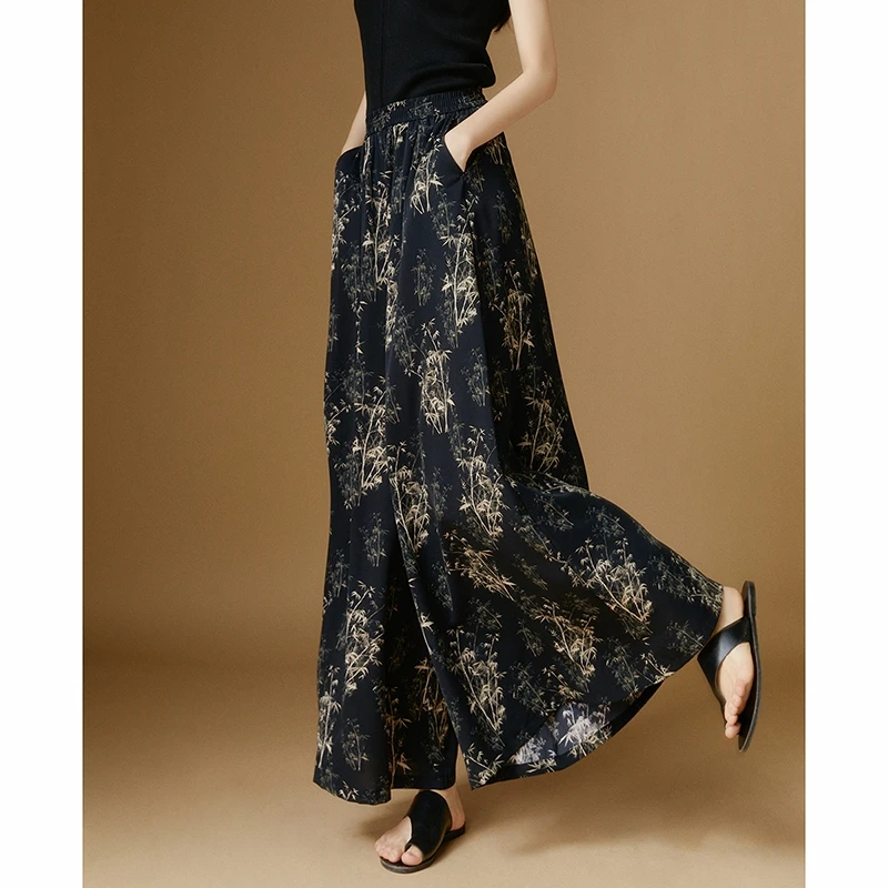 晚白【新品】百搭神裤裤子印花裙裤女24070552