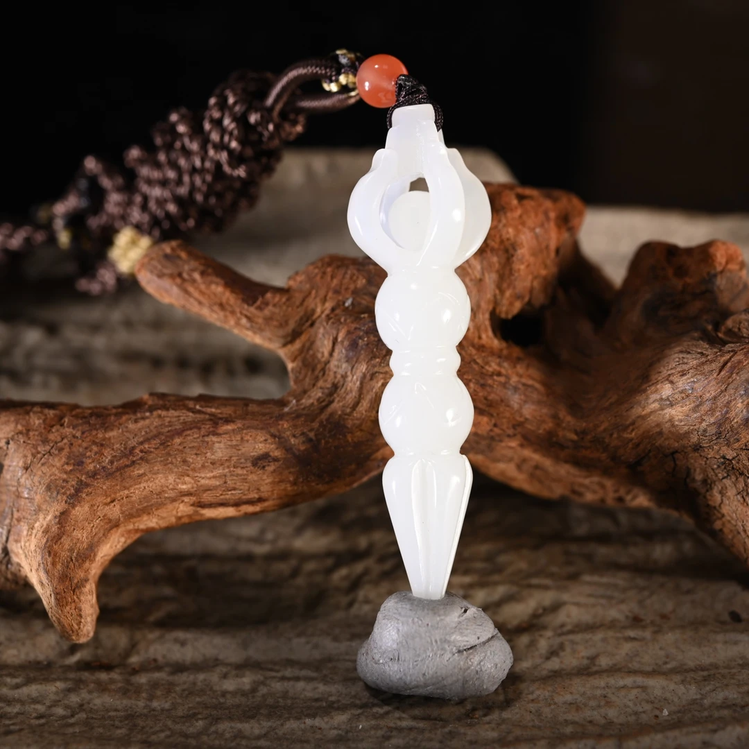 Lot8801和田玉白玉金刚杵挂坠/杭拍