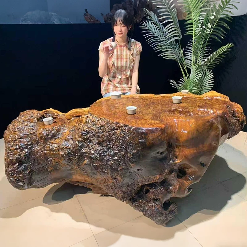 根雕茶台家用客厅阳台泡茶桌实木树根茶几整体原木功夫茶海