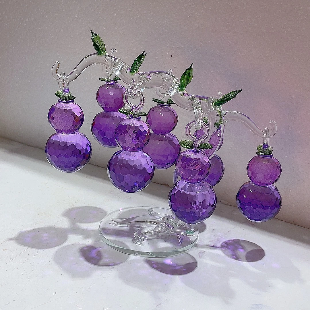 七挂紫色水晶专用葫芦琉璃创意电视柜酒柜摆设水晶葫芦摆件客厅