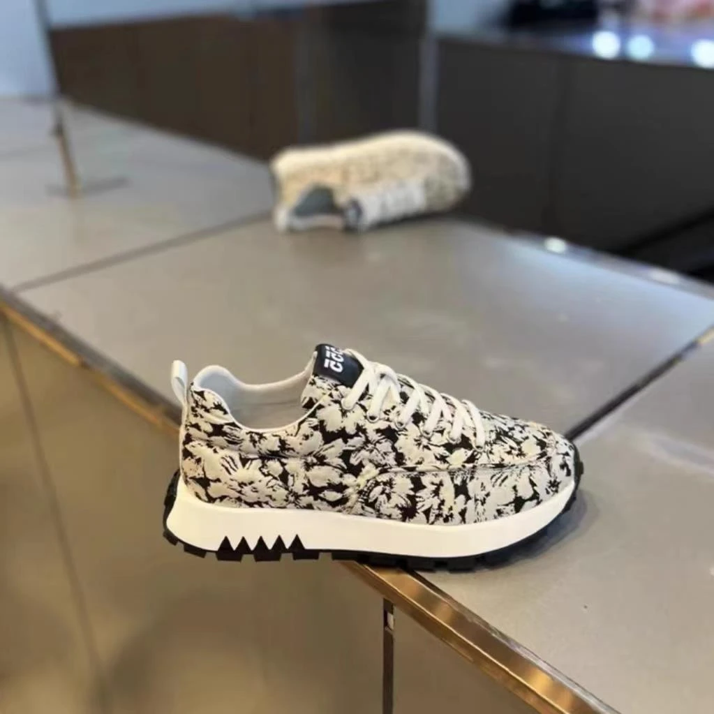 2024春秋新款布面透气男士运动休闲鞋印花拼色布鞋百搭厚底潮男鞋