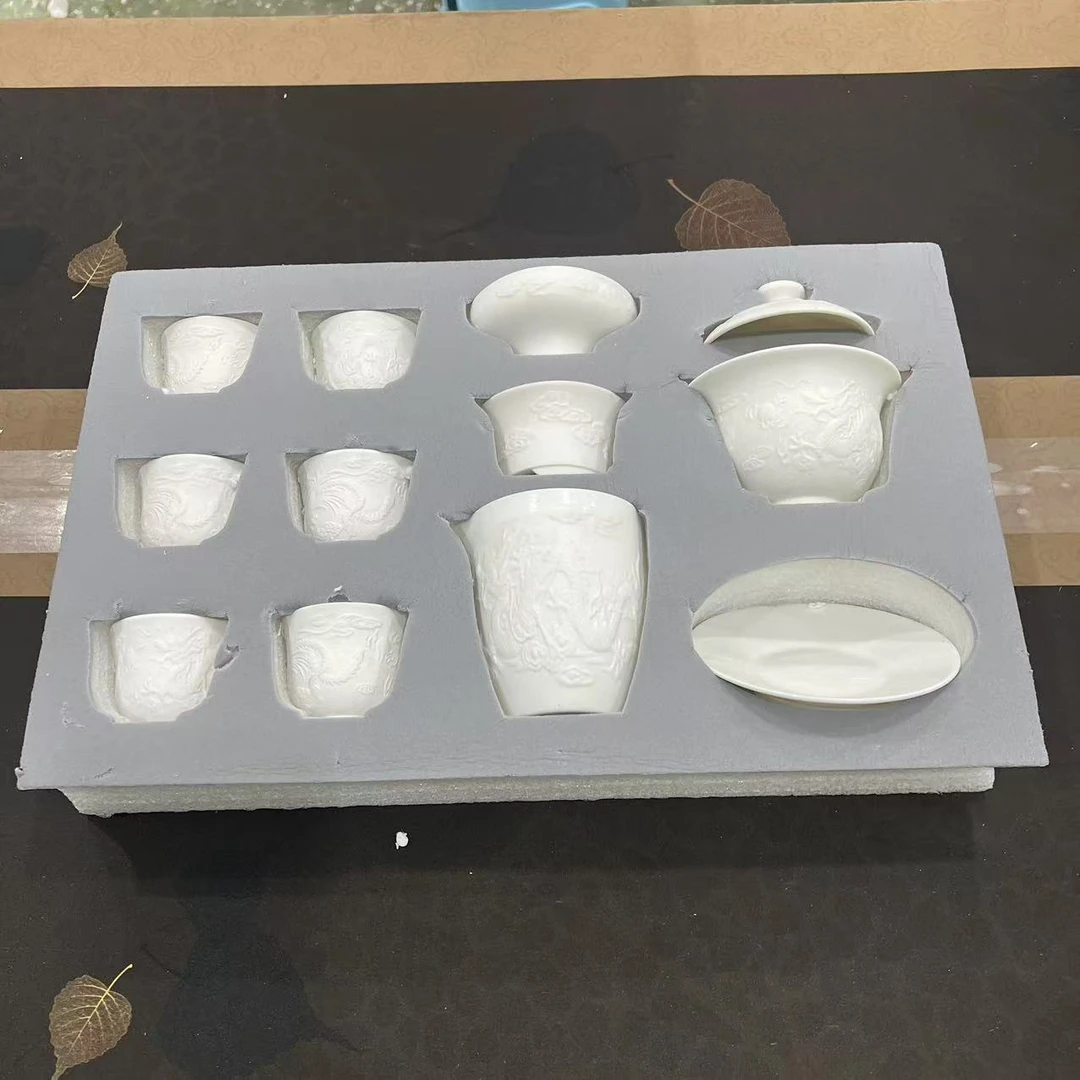 羊脂玉瓷龙凤素烧茶具套装全瓷过滤轻奢简约无礼盒安全包装
