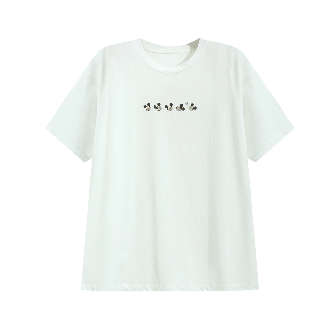 EC2025春季新款韩系风时尚圆领短袖T恤女宽松显瘦上衣10568