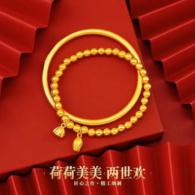 铜合金手链 古法传承两世欢莲蓬手链女生圆珠越南正品仿真转运珠