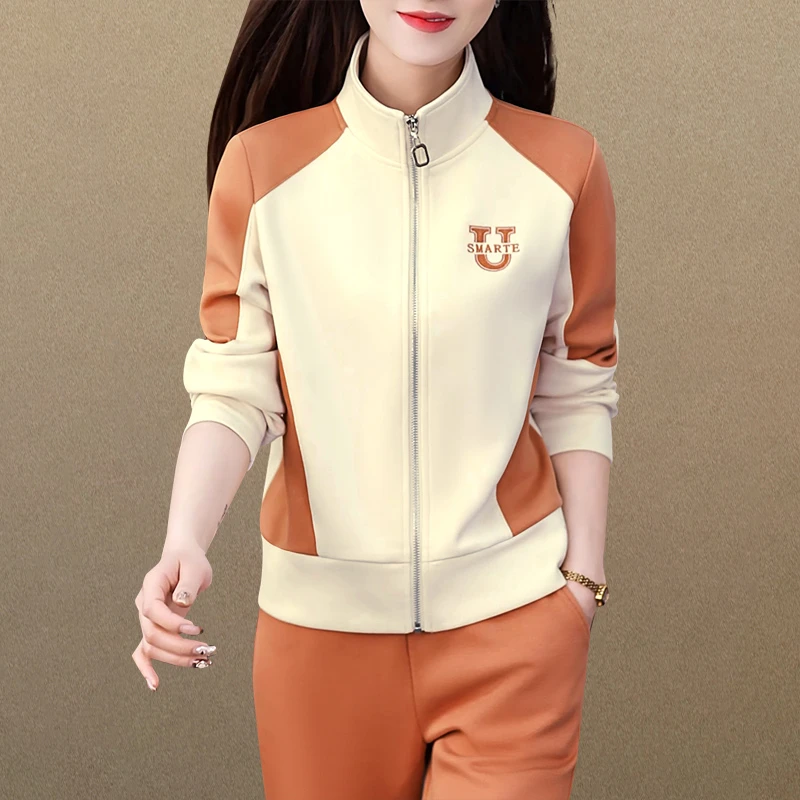 立领休闲服运动套装女春秋季新款开衫卫衣2025减龄拼色开衫两件套