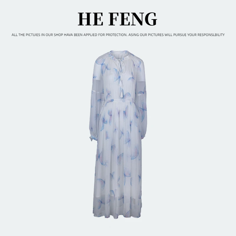 【夏蝶-禾枫原创】重磅100桑蚕丝连衣裙Y24C9099-3