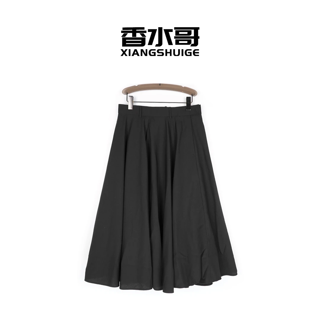 黑色精纺羊毛半裙女士2025春季新款韩版气质长款半身裙百搭A字裙