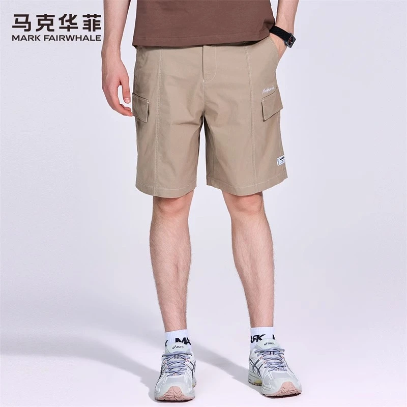 马克华菲松紧腰休闲短裤男装2025夏季新款潮流男生工装百搭五分裤