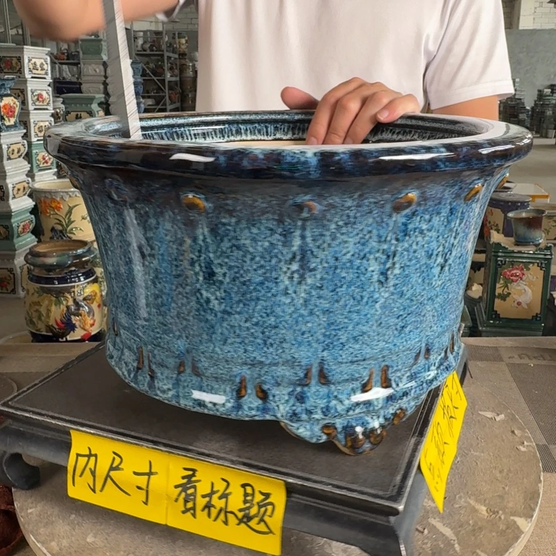 一风堂石湾花盆 瑕疵盆口变形 内口29*15
