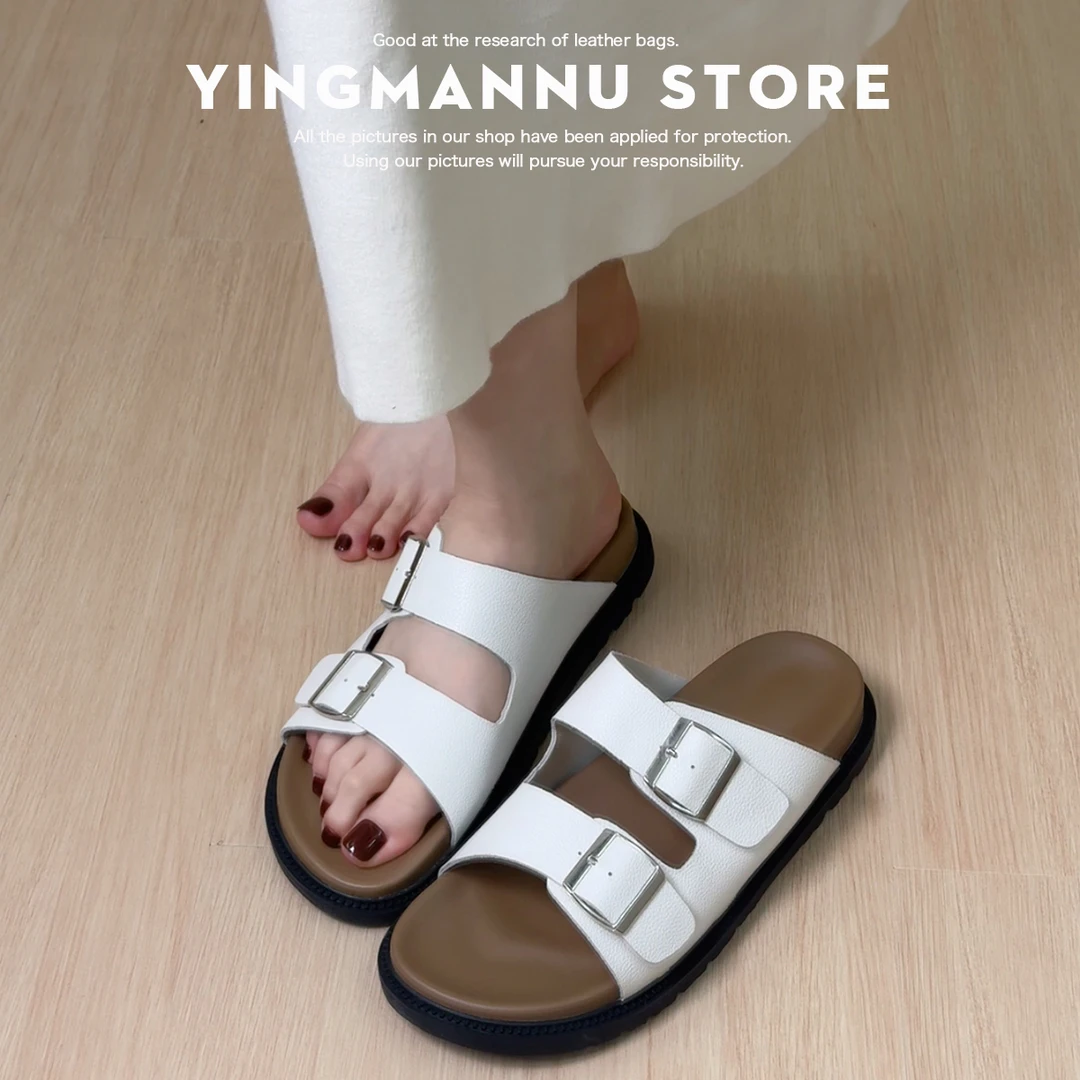 踩屎感勃肯鞋女2025夏季新款外穿半拖鞋休闲勃肯鞋女一字带凉拖鞋