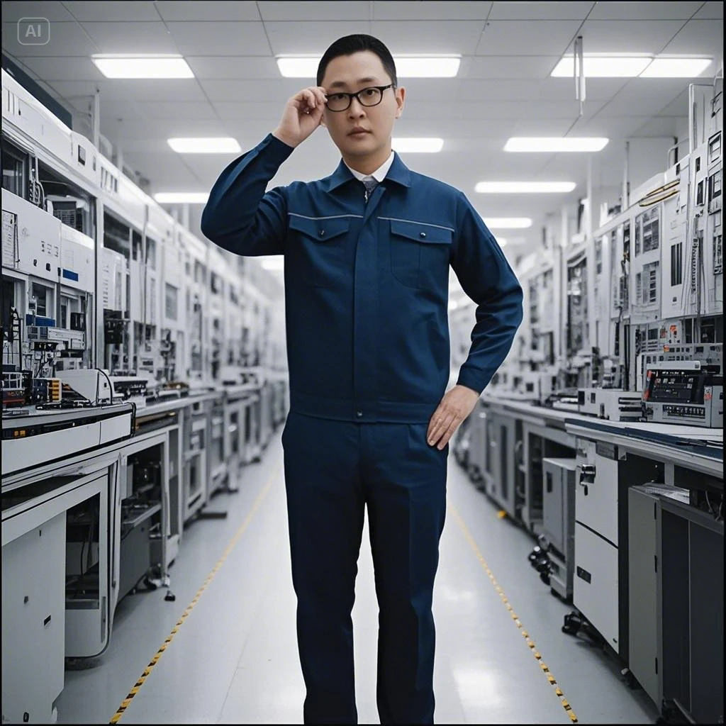 【藏青反光条】全棉夏装薄款长袖工装 华联拉链多口袋 侧缝包边透气