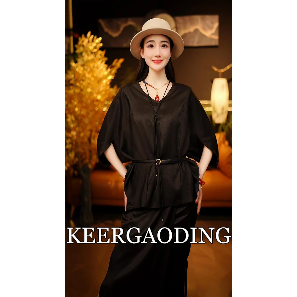 【可儿•高定】非遗古法香云纱大重缎新中式蝙蝠袖上衣BT-825550