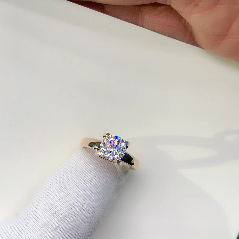 【闪购商品】合成碳硅石戒指/指环18K金镶嵌