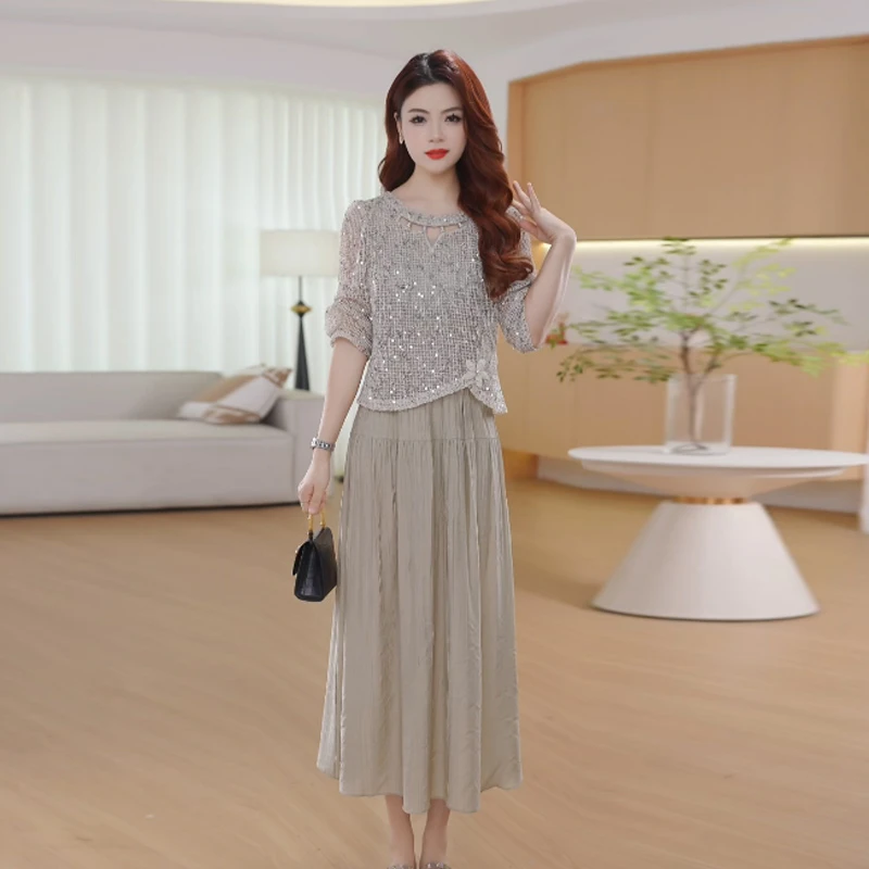 【两件套】早秋时尚女神修身洋气宽松气质百搭显瘦减龄连衣裙