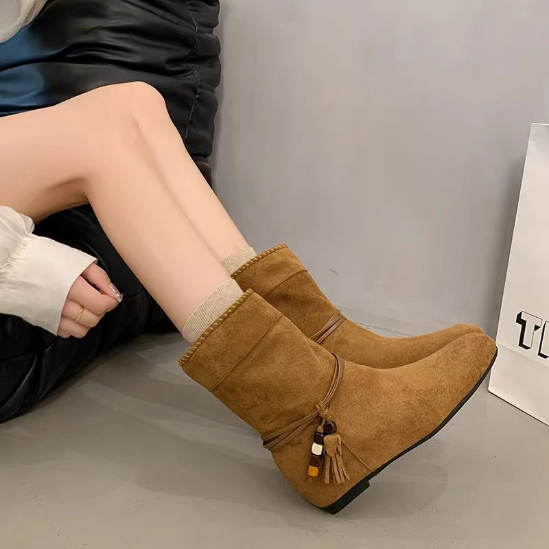 55-65  新款时尚百搭低跟秋冬时装短靴四季款