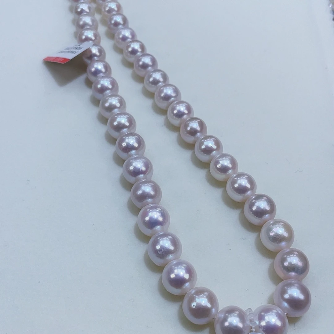 淡水珍珠颈饰银S925镶嵌9/11飒飒亮蔓塔玫瑰粉正圆干净