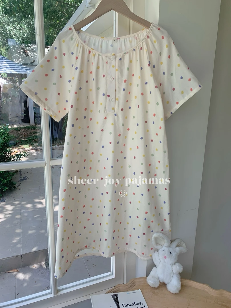 A类全棉100%棉双层纱睡裙春秋季卡通宽松