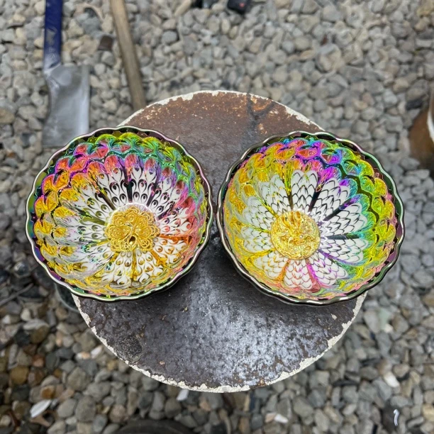 (闪购商品）（珍藏）七彩梦幻龙凤（对杯） 茶杯主人杯传统手工制作