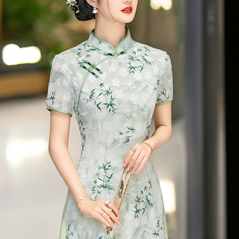 高端绝美新中式旗袍民国夏装2025新款日常可穿晚礼服老上海连衣裙