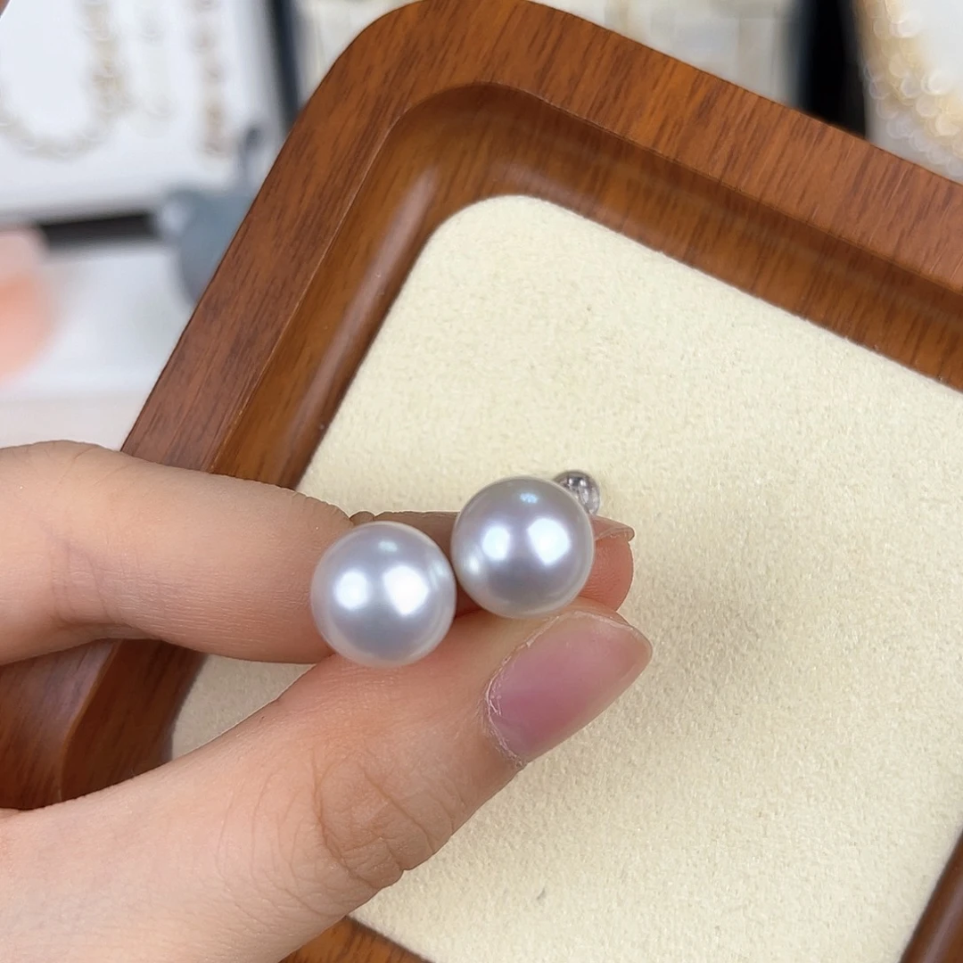 淡水珍珠耳饰银S925镶嵌