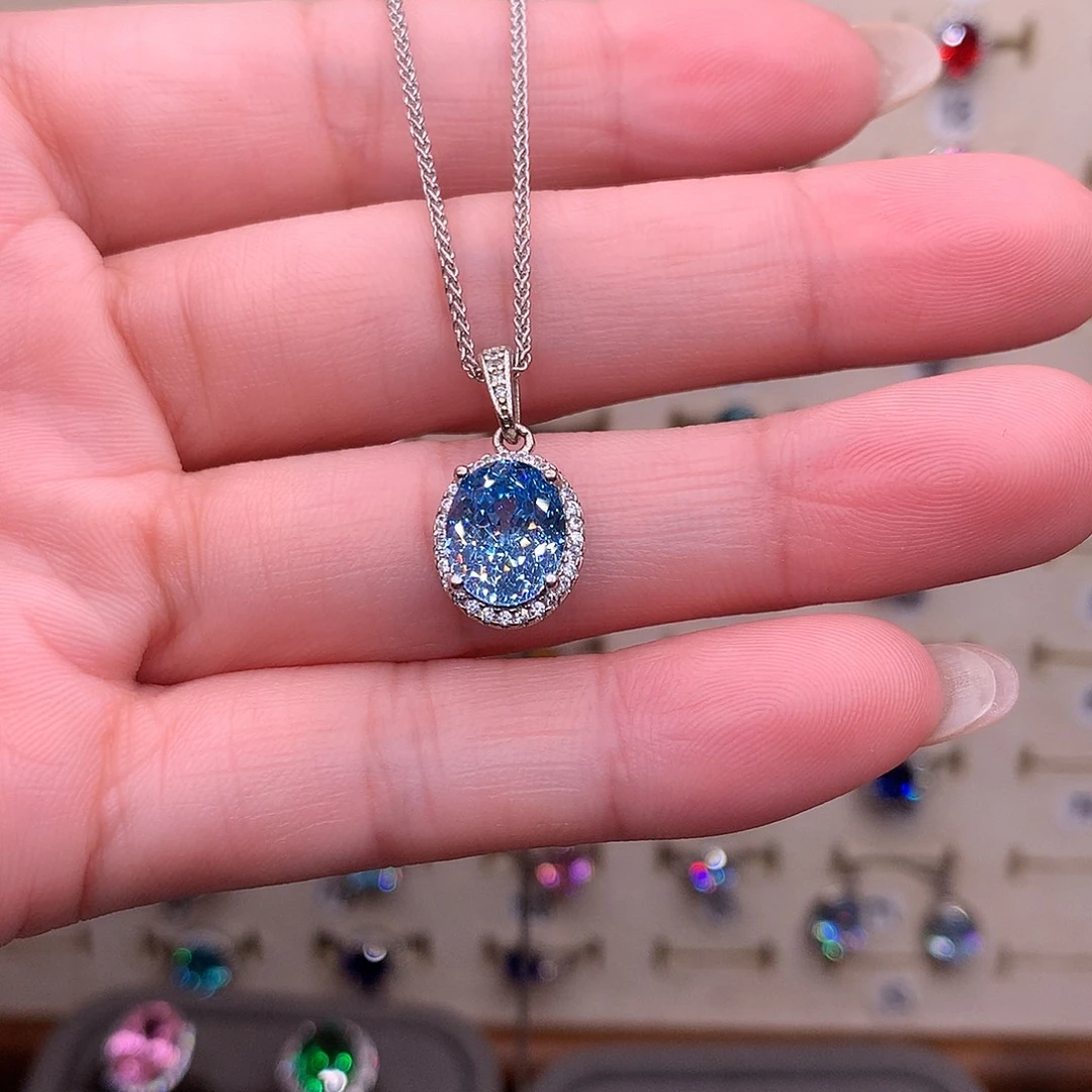 颈饰海蓝宝石银S925镶嵌