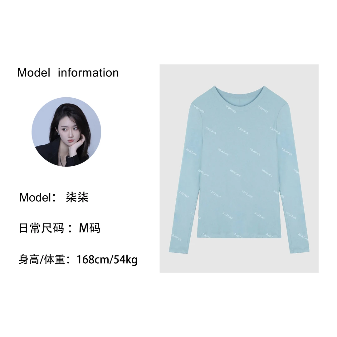 TOGETHER DW STUDIOS﹣心栖﹣春装圆领斜纹竹节水洗纯棉长袖T恤1738