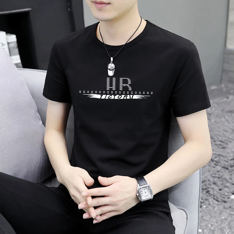 潮流短袖上衣男纯棉简约薄款夏天情侣t恤圆领舒适ins外穿青年体恤