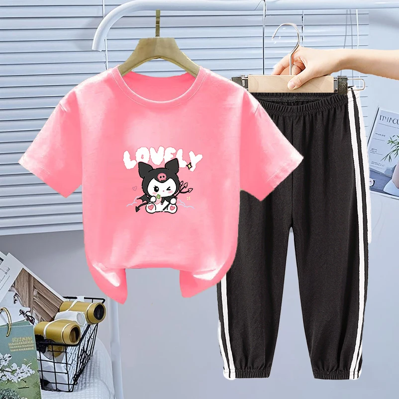 儿童衣服女童夏装套装2025新款洋气女孩宝宝短袖库洛米套装女童装