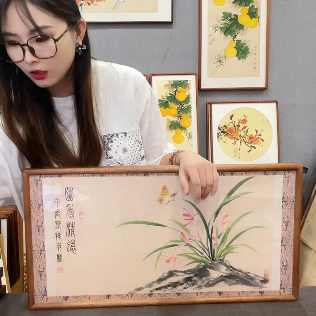 书法手绘带框尺寸：36*69