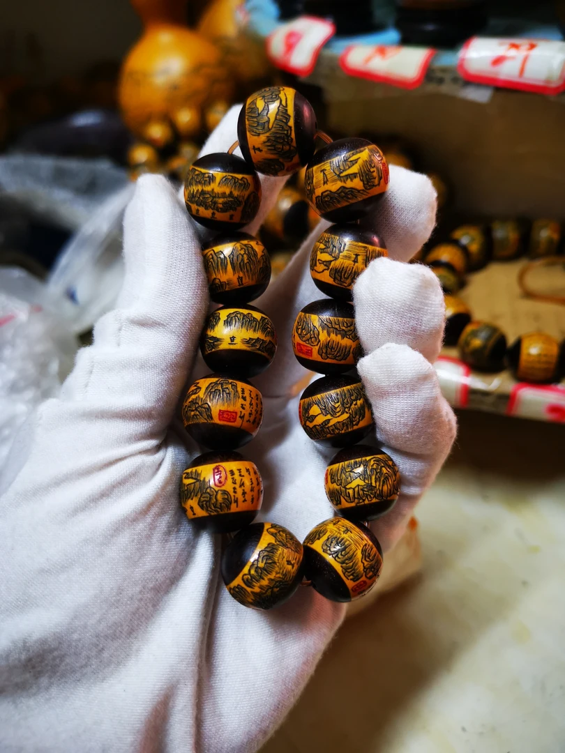 雅青阁葫芦1.6左右13个葫芦写意山水文玩把玩手工针刺微雕墨刻葫