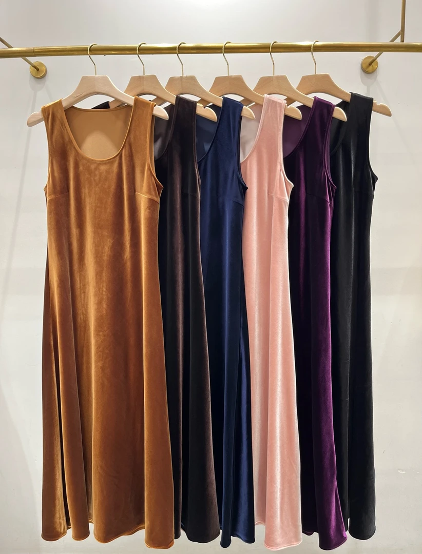 「晓月集」 连衣裙 醋酸丝绒无袖连衣裙