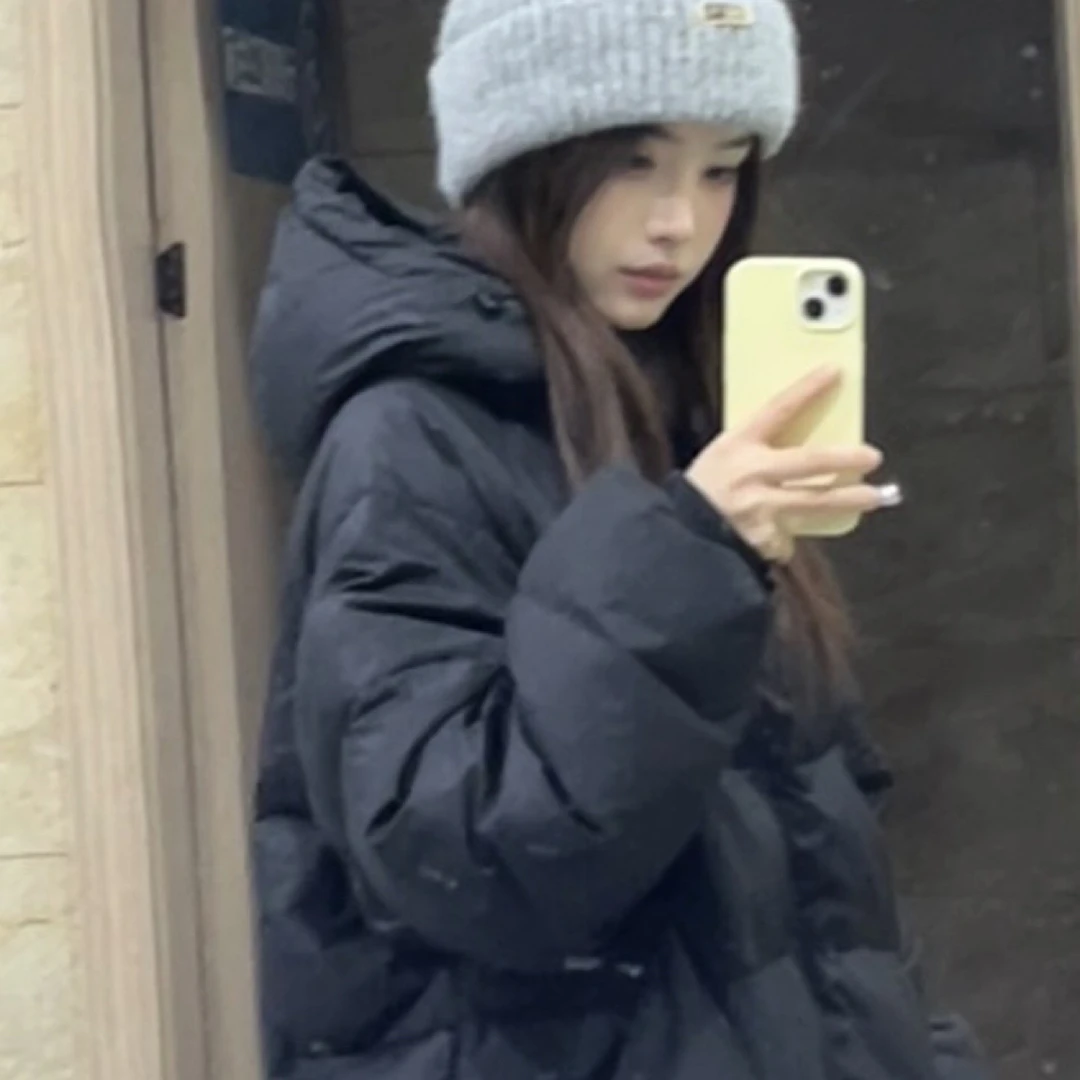 冬季新款宽松廓形连帽羽绒服百搭休闲保暖外套