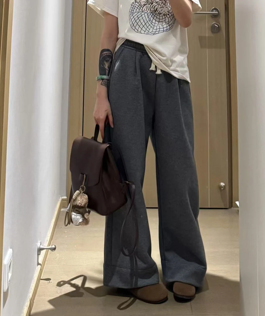 2025 春季新款宽松休闲垂感百搭阔腿卫裤