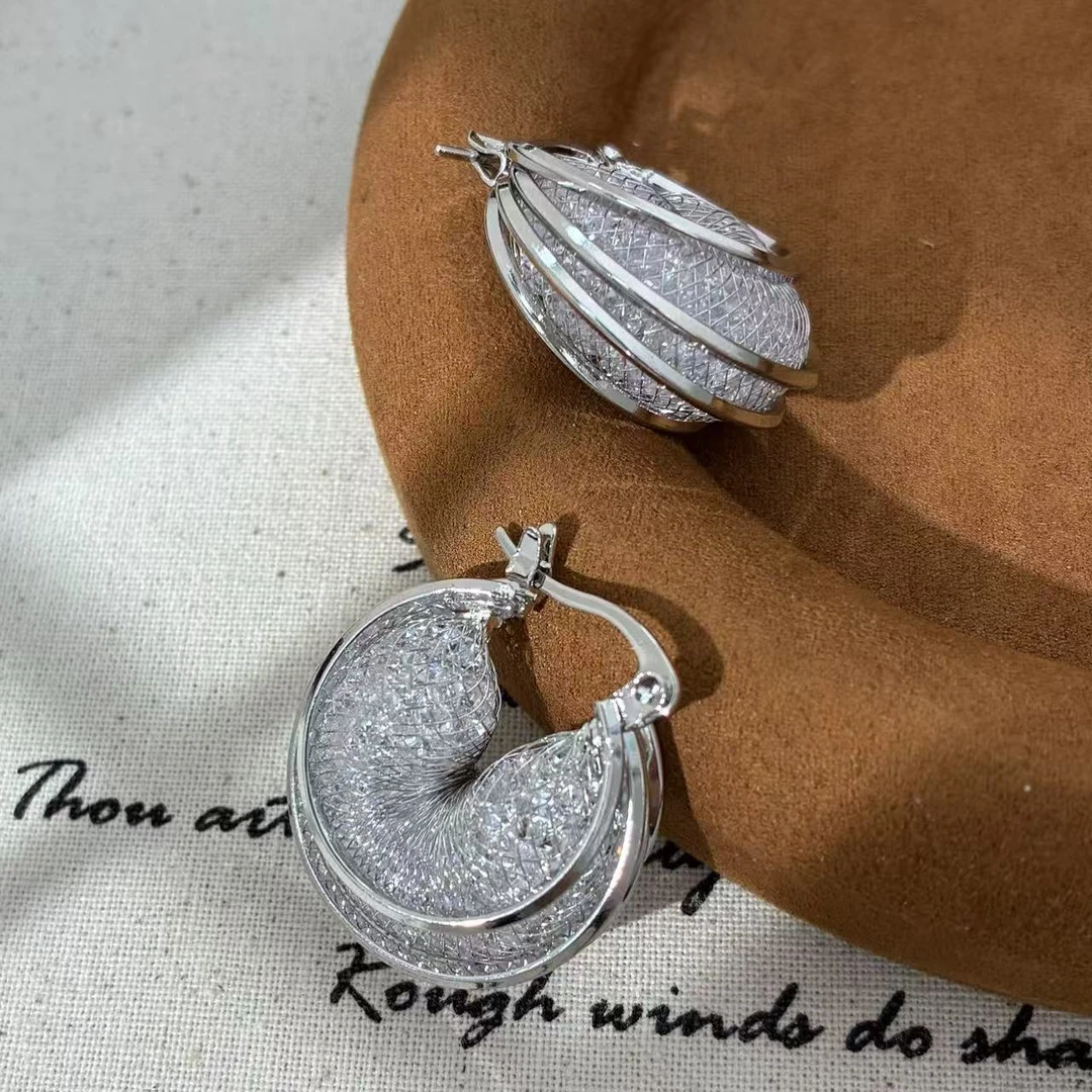 铜合金锆石耳饰 远远（YY295）耳扣轻奢时尚百搭小众精致