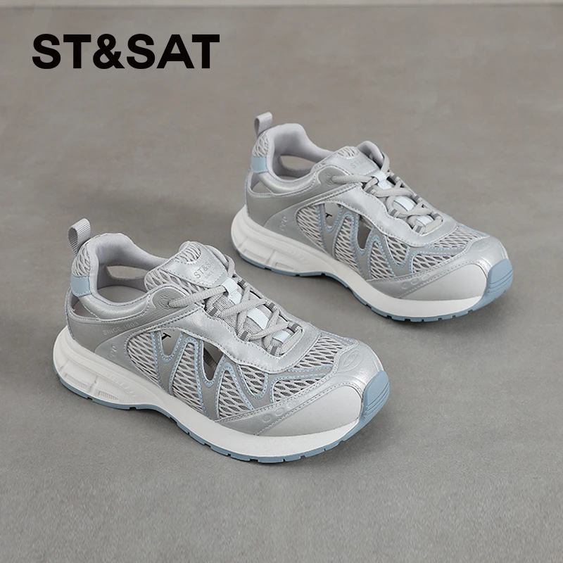 星期六厚底网面轻便女鞋时尚百搭夏季透气软底舒适薄款跑步休闲鞋