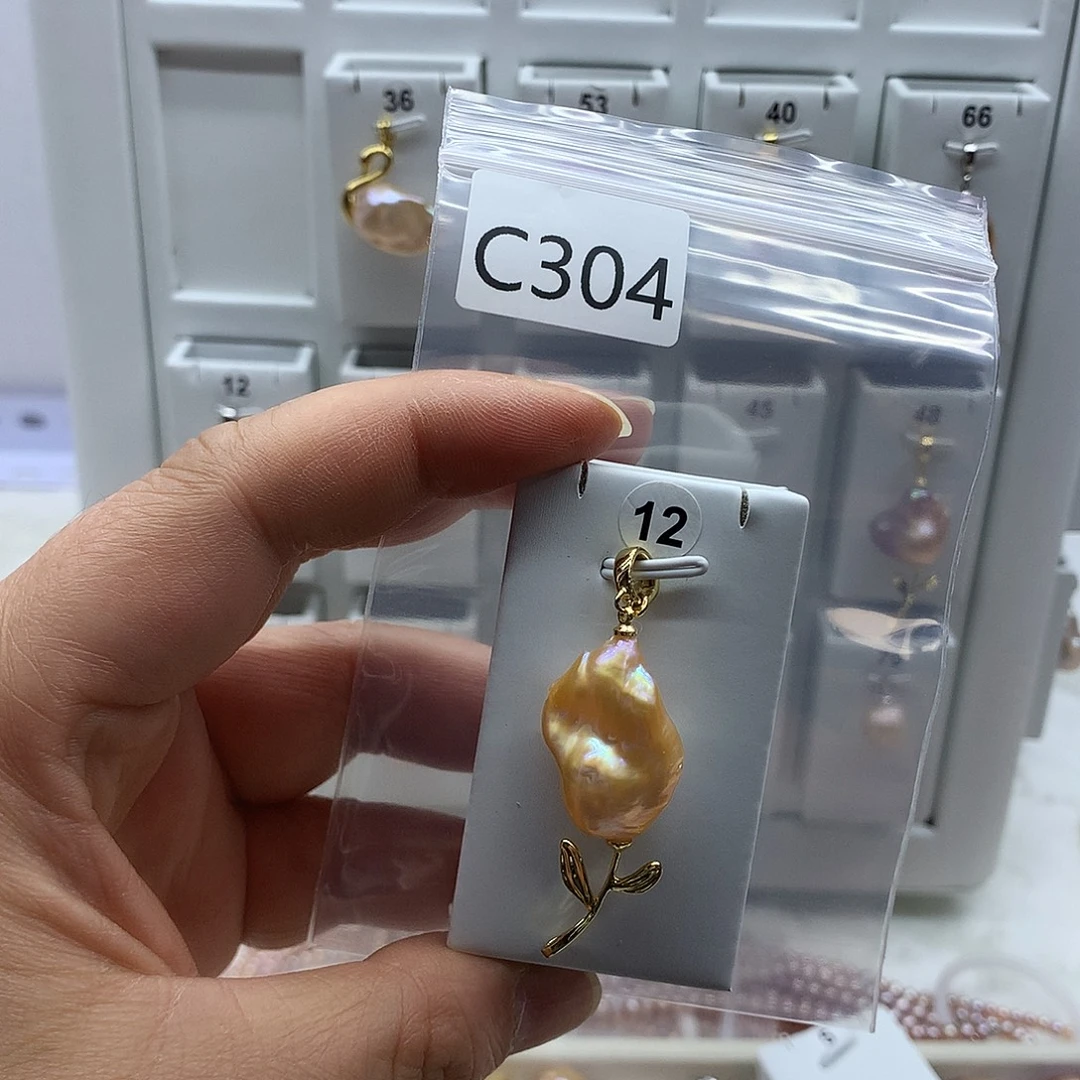 合金吊坠(不含链)淡水珍珠