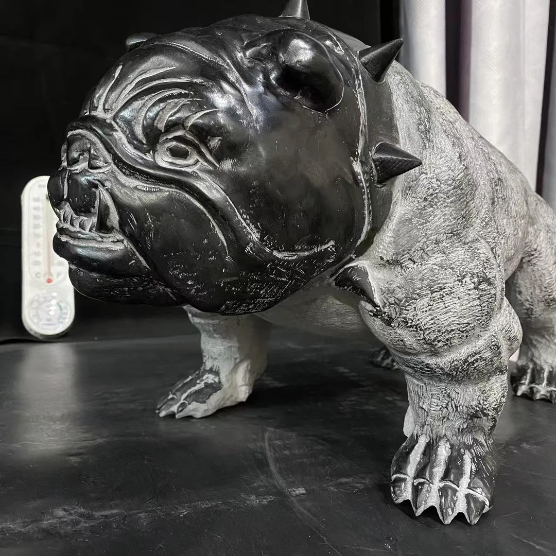 山西青石摆件恶霸犬【长50厘米】左右/茶室会所博古架装饰摆件