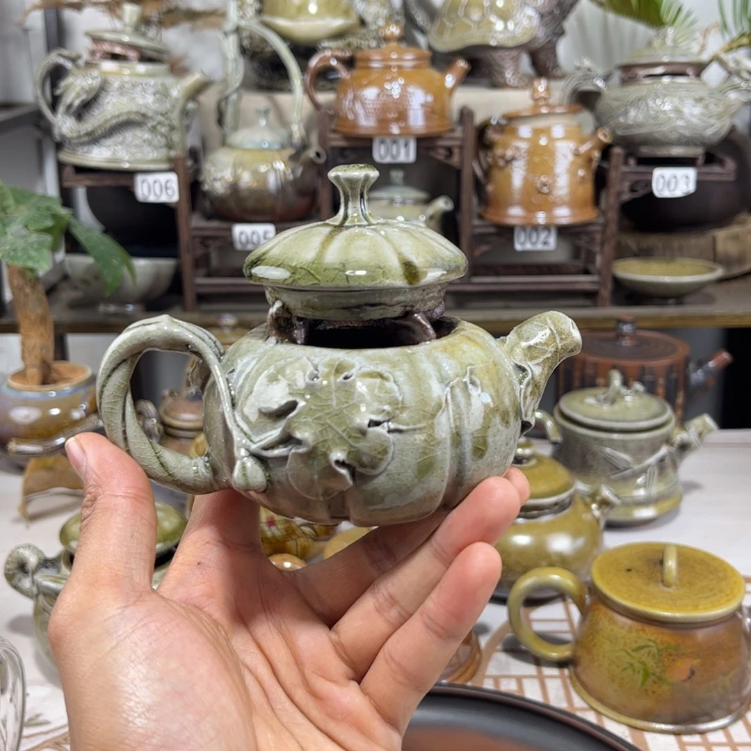 150cc白泥柴烧微瑕南瓜壶