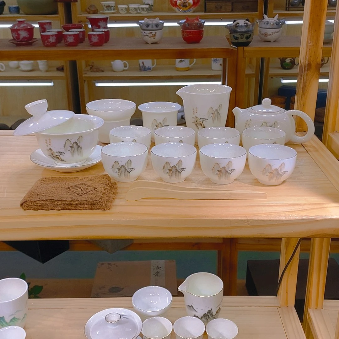 【不止】羊脂玉瓷茶具套装