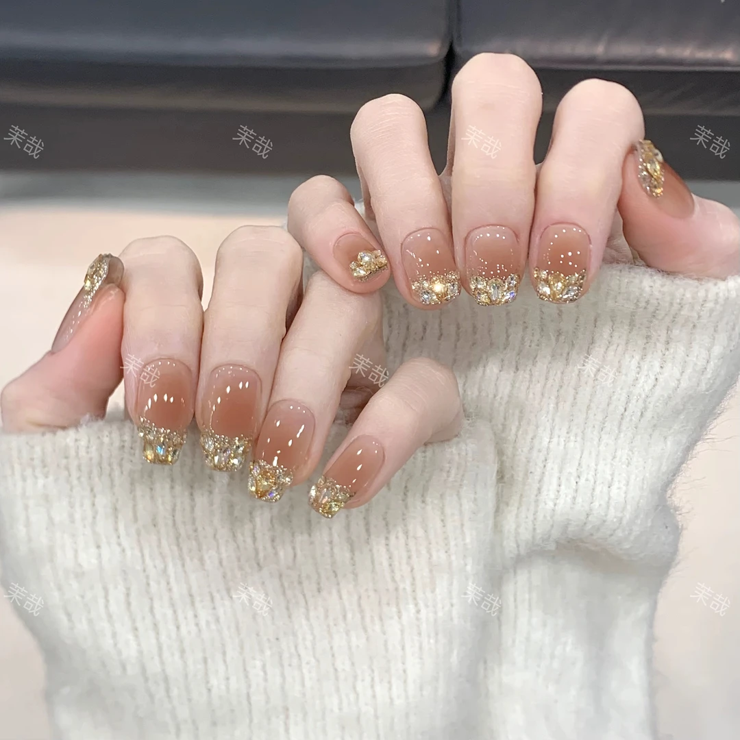 茉哉I现货【金陵山茶】纯手工定制美甲拆卸穿戴甲A3556