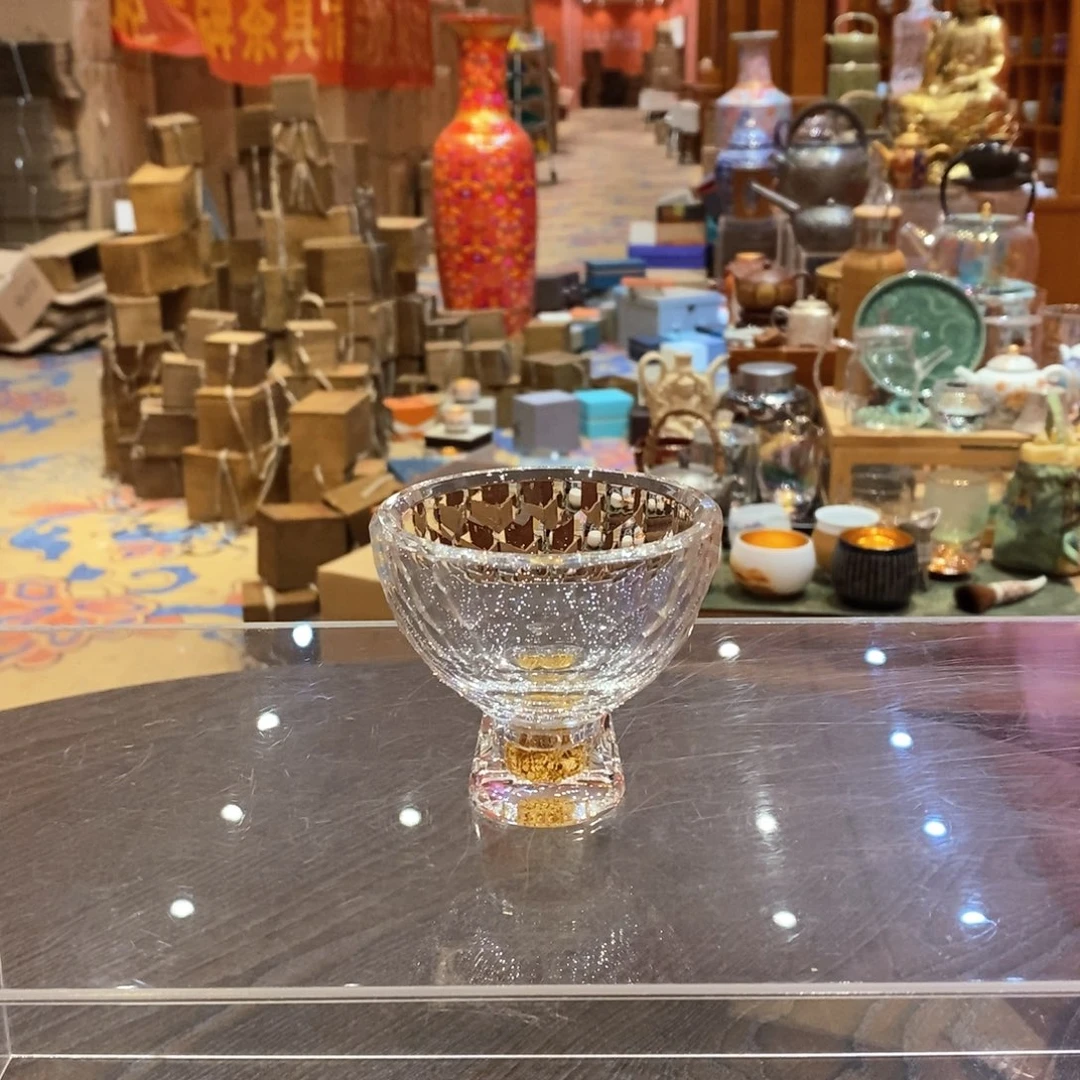 【闪购商品】金箔高足水晶主人杯茶杯RT302J