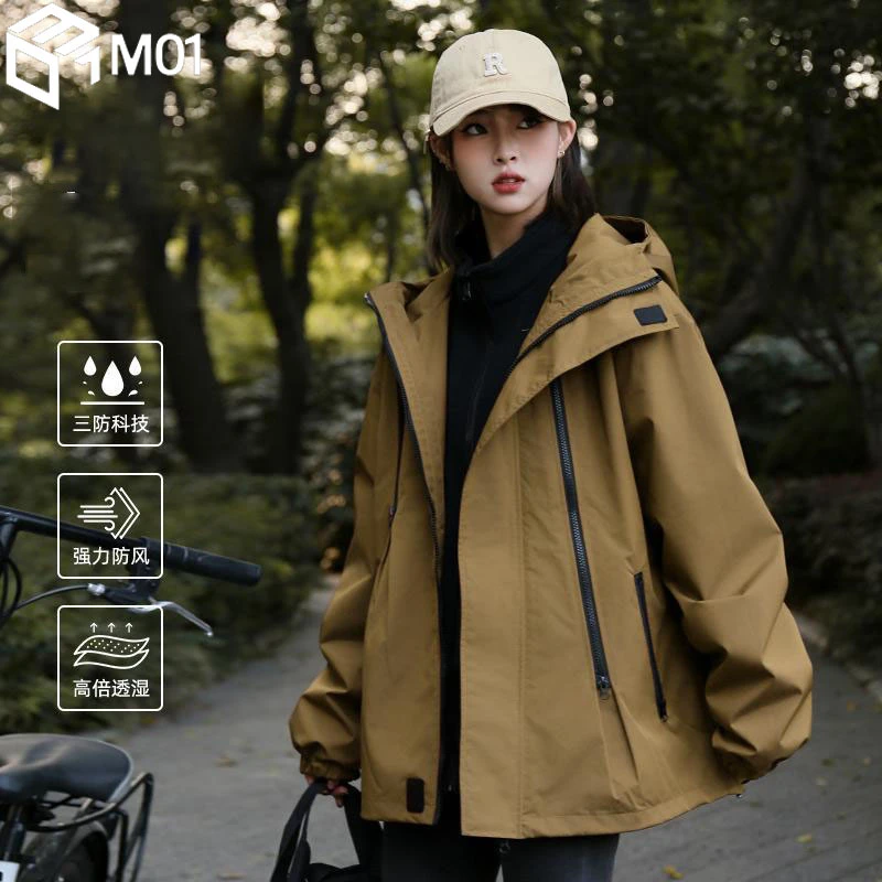 M01防风防水冲锋衣女秋季三合一可拆卸抓绒内胆徒步登山服外套