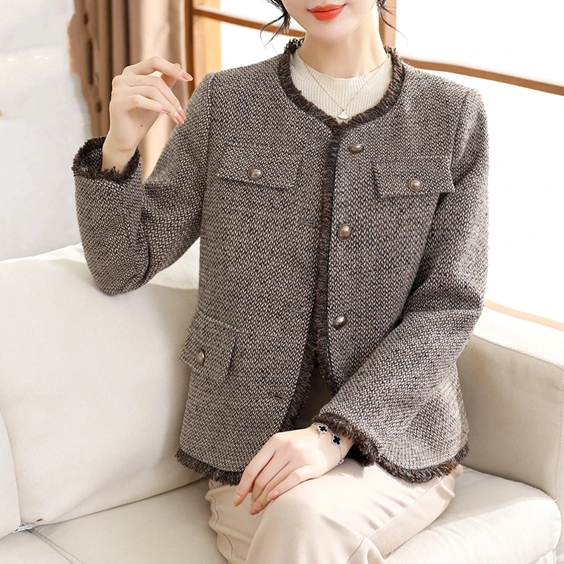 罗蒙妈妈春装新款小香风气质外套贵夫人时尚上衣中老年女春秋夹克