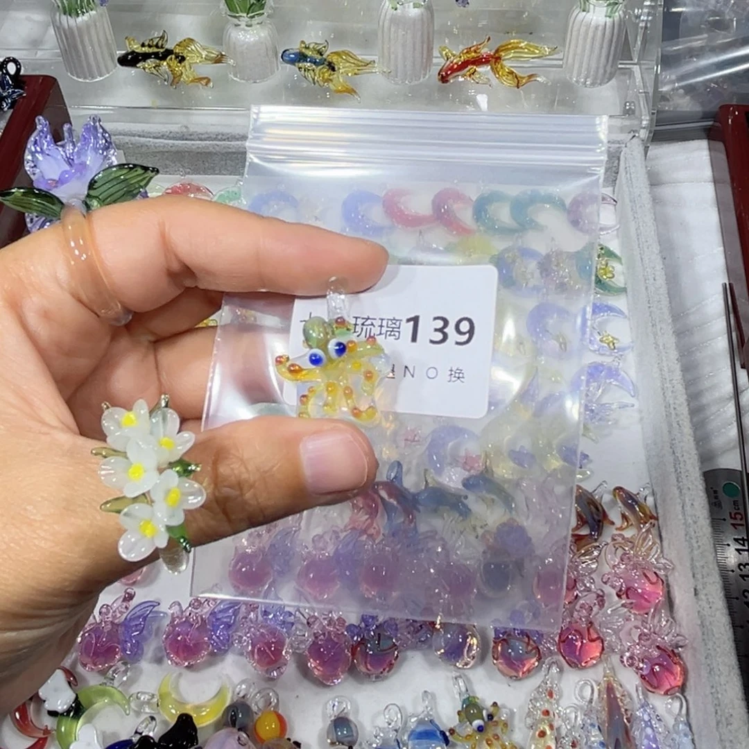 吊坠(不含链)琉璃139蓝环章鱼