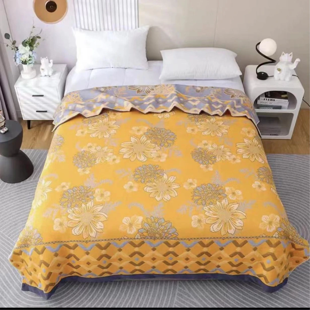 【金丝菊】多功能亲肤精梳纯棉纱布盖毯200cm*230cm  1