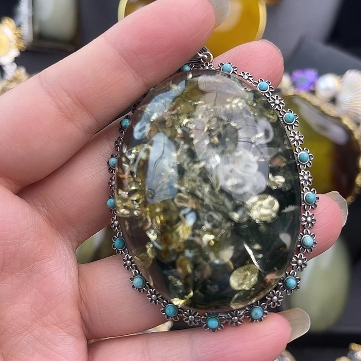 琥珀银S925镶嵌裸石