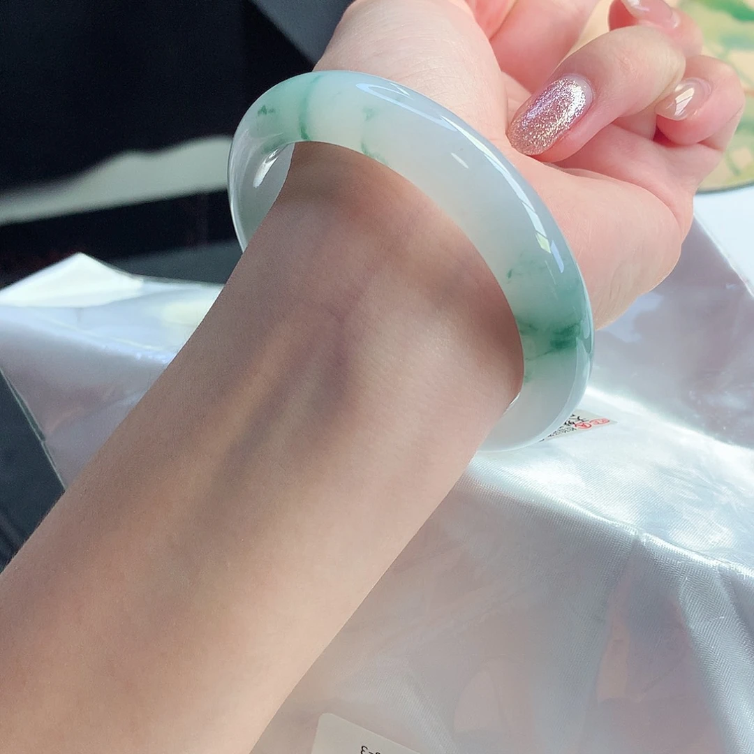 未镶嵌手镯翡翠天然A货翡翠59/60老坑老料花开富贵完美镯
