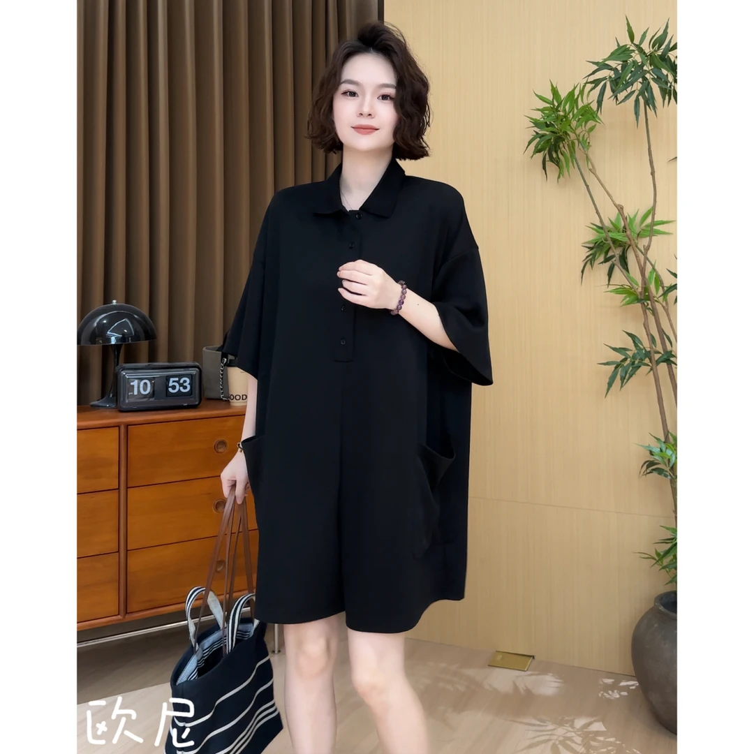 欧尼私服 2025新款【旷野】极简风纯色大口袋POLO连体裤2507C3836